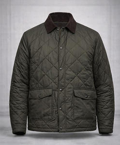 Chaqueta Acolchada Verde Oliva para Hombre, Chaqueta de Invierno Clásica con Pespuntes de Diamante, Chaqueta Casual Aislada con Botones y Cremallera Delantera - Product Image 1