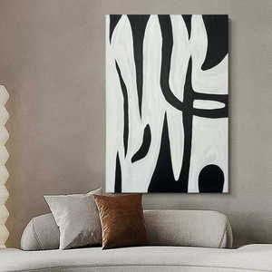 Conception d'affiche peinte d'art de mur de rayures noires et blanches modernes - Product Image 4