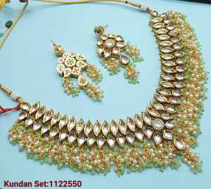 INDIAN TRADITIONAL and FASHIONABLE COPPER <b>JEWELLERY</b> BRIDAL WEDDING <b>JEWELLERY</b> <b>SET</b> for WOMEN EARRINGS and NECKLACE <b>SET</b> - Product Image 3