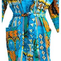 Kimono New Kantha Print Manches complètes Respirant Conception réversible douce avec ceinture Vêtements de nuit pour femmes