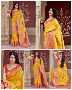 High Quality Heavy Jacquard Silk <b>Purple</b> color <b>saree</b> with Golden Big Jacquard Weaving Border by fashionharbour - Product Image 5