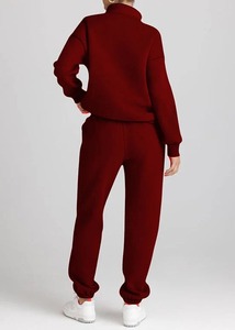 Custom 2024 Women's Two-Piece Knitted Embroidered Anti-Pilling Zipper Hoodie <b>Pants</b> Sweatsuit with Front Logo Autumn Casual <b>Lined</b> - Product Image 2