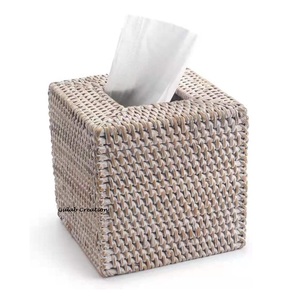Venta caliente Nueva llegada Caja de pañuelos de ratán hecha a mano Bandejas cuadradas de madera sin fondo por ZAM IMPEX - Product Image 5