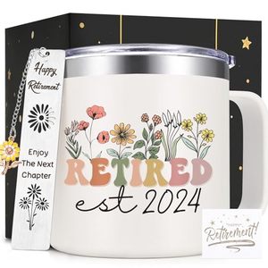Mug à café isotherme personnalisé sur mesure, cadeau de retraite pour femme, 14 oz, crème, mugs à café imprimés DIY - Product Image 1
