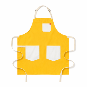 Delantal Amarillo sin Mangas con 3 Bolsillos, de Lona Resistente al Agua, Lavable a Máquina, para Cocina y Uso Diario, Estilo Simple, Tejido - Product Image 1