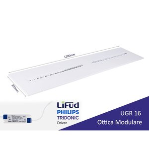 Pannello LED con ottica modulare UGR 16 neutro bianco 30W 30x120cm 150LM/W per uffici ed enti pubblici-illuminazione/faretto - Product Image 1