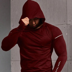 เสื้อฮู้ดออกกำลังกายแขนยาวทรงเข้ารูปสำหรับผู้ชาย เหมาะสำหรับการฝึกซ้อม ฟิตเนส เพาะกาย และการเล่นกีฬา - Product Image 5