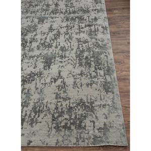 Tapis rectangulaire en laine et soie de bambou noué à la main Kavi gris et noir, motif abstrait Théorie du Chaos pour la maison et le couloir - Esk-408 - Product Image 4