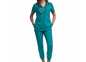 ชุดยูนิฟอร์มแพทย์หญิงคุณภาพสูงแบบสั่งทำพิเศษสำหรับชายและหญิง ชุดสครับพยาบาลคอโอแบบมีซิป ชุดสครับแบบยูนิเซ็กซ์พร้อมปักโลโก้ตามสั่ง - Product Image 2