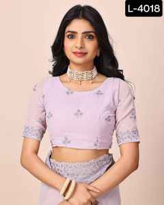 Blouse en Georgette douce et lourde de Style Bollywood indien pour femmes travail de fil à broder fantaisie avec goutte d'argent Dru pour une tenue de fête - Product Image 5