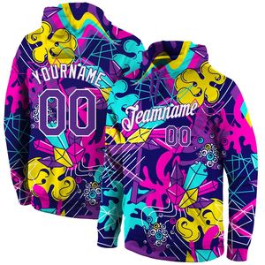 Sudadera con capucha deportiva 3D con patrón de grafiti cosido personalizado y éxito al por mayor - Product Image 1