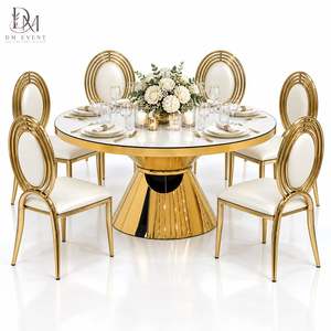 Silla de Acero Inoxidable Dorada para Eventos con Cojín Blanco y Respaldo Ovalado de Triple Aro para Banquetes de Boda y Proyectos Hoteleros - Product Image 1