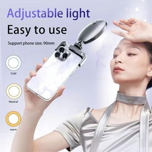 Luz de relleno de Selfie recargable por USB portátil Brillo ajustable con agarre de teléfono Compatible con todos los modelos de teléfono - Product Image 3