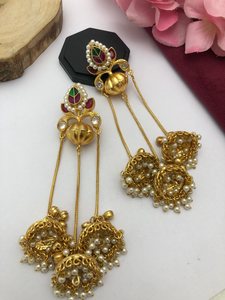 ต่างหูทองเหลืองทำด้วยมือของ Amrapali สำหรับผู้หญิงอินเดียต่างหู Jhumki แบบดั้งเดิมที่สวยงามเหมาะสำหรับงานแต่งงานในโอกาสเทศกาล - Product Image 5