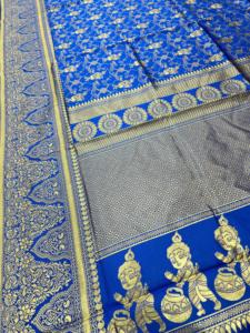 High Quality Heavy Jacquard Silk <b>Purple</b> color <b>saree</b> with Golden Big Jacquard Weaving Border by fashionharbour - Product Image 3