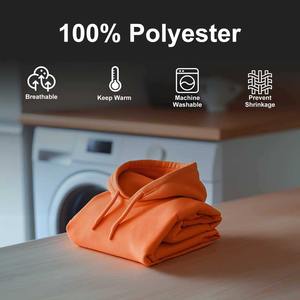 Sweat-shirt à capuche en polaire polyester ignifuge de haute qualité 280 GSM, respirant, taille XL, avec poche, imprimé uni, tissé - Product Image 6