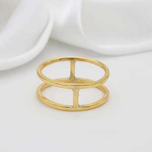 Venta al por mayor de anillos de boda de metal de latón de moda diseño de alambre doble con chapado en oro para reuniones sociales joyería de moda ODM personalizada - Product Image 2