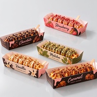Boîte en papier personnalisée pour gaufres, churros, desserts, chocolat, fraises, matcha, snacks, pâtisseries, emballages alimentaires à emporter