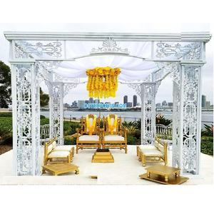 การตกแต่ง Mandap โลหะงานแต่งงานร่วมสมัยกลางแจ้งการตกแต่ง Mandap โลหะริมชายหาดที่ทันสมัยการตกแต่งเทพนิยายการจัดงานแต่งงานการตกแต่งโลหะแมนเดป - Product Image 1