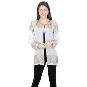 เสื้อเบลเซอร์ปักเลื่อมมรกตหรูหราเสื้อแจ็กเก็ตสุดชิคสำหรับผู้หญิงเสื้อผ้าปาร์ตี้ตอนเย็นเสื้อโค้ทประดับด้วยลูกปัดสั้นสุดคลาสสิกขายส่ง - Product Image 1