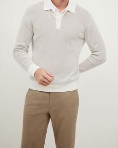 เสื้อโปโลแขนยาวผู้ชาย ดีไซน์หรูหราทันสมัย ขอบแขนยืดหยุ่น คุณภาพดีเยี่ยม ระบายอากาศได้ดี ทรงหลวมสบาย ติดกระดุมหนึ่งในสี่ - Product Image 1