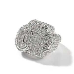 VVS Moissanite diamond Sparkling Hip Hop 925 Sterling Silver Custom <b>initial</b> Letter Unisex Party Wear <b>Ring</b> - Product Image 4