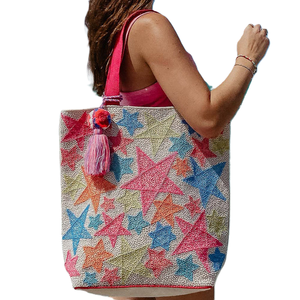 กระเป๋าโท้ทปักลายลูกปัดทำมือออกแบบเองพร้อมโลโก้สำหรับเดินทาง - Product Image 5