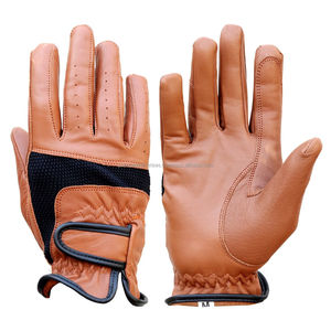 Correa de muñeca ajustable Guantes de equitación antideslizantes ecuestres Cuero sintético con empuñaduras cómodas para montar en verano - Product Image 1