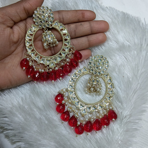 ต่างหูห้อยหิน kundan ประดับลูกปัดที่ประณีตแบบดั้งเดิมเครื่องประดับชาติพันธุ์อินเดียสำหรับงานเทศกาล - Product Image 3