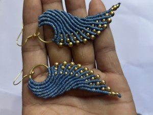 Hilos de color azul, cuentas de latón, pendientes de par a la moda, joyería redonda de plata 925, joyería de 15mm para mujer, feliz cumpleaños - Product Image 2