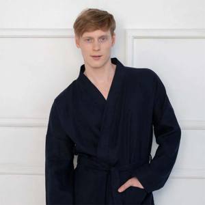 เสื้อคลุมอาบน้ำหรูหราของผู้ชาย OEM แบบกำหนดเอง-นุ่มและทนทาน-เหมาะสำหรับวันพักผ่อนและสปา - Product Image 5