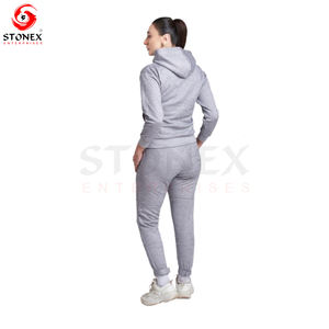 Ensemble de survêtements d'hiver 2 pièces personnalisable pour la gym pantalon à capuche zippé à manches longues toile décontractée avec impression de visage solide conception personnalisée - Product Image 6
