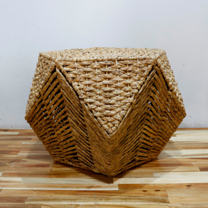 Repose-pieds tissé en jonc de mer rustique Artex Dong Thap pour pouf et affichage décoratif - Product Image 3