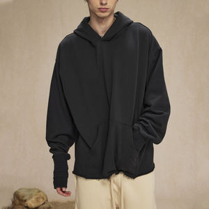 Nouveauté Sweat-shirt à capuche en coton surdimensionné pour homme de haute qualité Tailles grandes Basics Hoodies mélangés pour garçons jaune uni - Product Image 2