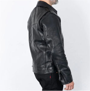 Veste de moto en cuir professionnelle avec logo avant en tissu toile personnalisable pour hommes-Vente en gros - Product Image 3