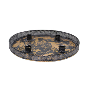 Forme ronde fer métal avent bougeoir noir fini pour la maison et la fête de noël éclairage décoration en gros en vrac - Product Image 2