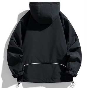 แจ็คเก็ตกลางแจ้งบุนวมมีฮู้ดสำหรับทุกเพศเสื้อโค้ทกันลมไนลอนลำลองระบายอากาศได้ดีย้อมธรรมดาด้านหน้าปรับแต่งได้ขนาดพลัสไซส์ - Product Image 2