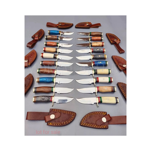 Vente en gros de couteaux de chasse d'extérieur à lame fixe couteaux de chasse en acier Damas couteaux de camping Lot personnalisé OEM pris en charge pour les détaillants - Product Image 1