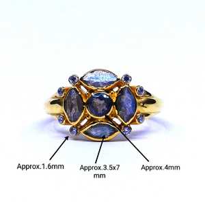 925 Sterling Silver Classic Style <b>Labradorite</b> <b>Ring</b> Gold Plated for Weddings - Product Image 3