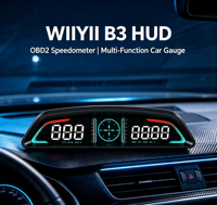 WIIYII B3 Jauge OBD2 pour voiture, écran LCD large, HUD multifonction, compteur de vitesse, alarme de tension, affichage de la consommation de carburant, affichage de la température de l'eau
