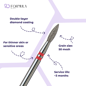 Diamond <b>Nail</b> Bit Sharp Flame 2.3 mm Red Grit High-Performance Unique Excellent Cuticle Tools - Product Image 2