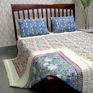 Trapunta Kantha 100% Vintage tradizionale xilografica in cotone organico con stampa jeen Size Patchwork Design lavabile a mano - Product Image 6