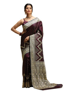 Bán Buôn Cô Dâu Sarees Ladies Đảng Wedding Màu Đỏ Lụa Saree Với Áo Đỏ Ấn Độ Phong Cách Của Phụ Nữ Saree - Product Image 5