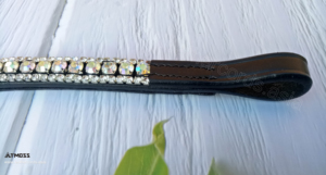 Haute sur demande Clear Crystal V Shape Browbands Blanc Argent & Rainbow Crystals Leather Browbands - Product Image 5