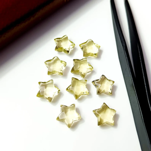 Briolette de estrella facetada de cuarzo Limón, cuentas de piedras preciosas en forma de estrella de cuarzo limón natural, cuentas sueltas talladas a mano, cuentas de estrella, 10MM - Product Image 2