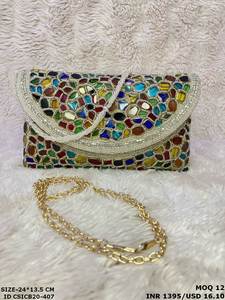 Elegant Designer Fashion Bridal Clutch with Chain Strap and Satin Lining Sophisticated Wedding <b>Handbag</b> for Modern <b>Brides</b> - Product Image 5