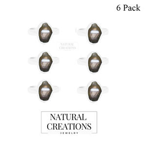 Anillo de Plata de Ley 925 Chapado en Oro con Engaste de Bisel, Gema de Geoda con Formas Naturales, Clásico para Bodas, Fiestas, Moderno y Unisex - Product Image 2