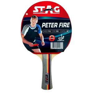 Raquette de tennis de table Stag Iconic Peter Fire, en bois et caoutchouc, avec étui en bois - Product Image 2