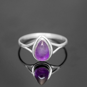 Pear Cut Purple Amethyst <b>Ring</b> 925 Sterling Silver Handmade <b>Crystal</b> Gemstone Jewelry Elegant Gift <b>Ring</b> for Women - Product Image 1