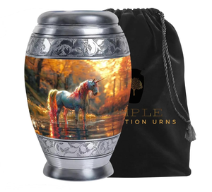 Urna de cremación de aluminio hecha a mano Acabado recubierto Meena en tamaños grandes (220 pulgadas cúbicas) y recuerdo (3 pulgadas cúbicas) Urnas de cremación personalizadas - Product Image 1